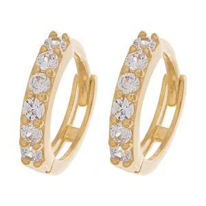 9ct Yellow Gold Hoop Earrings with Cubic Zirconia