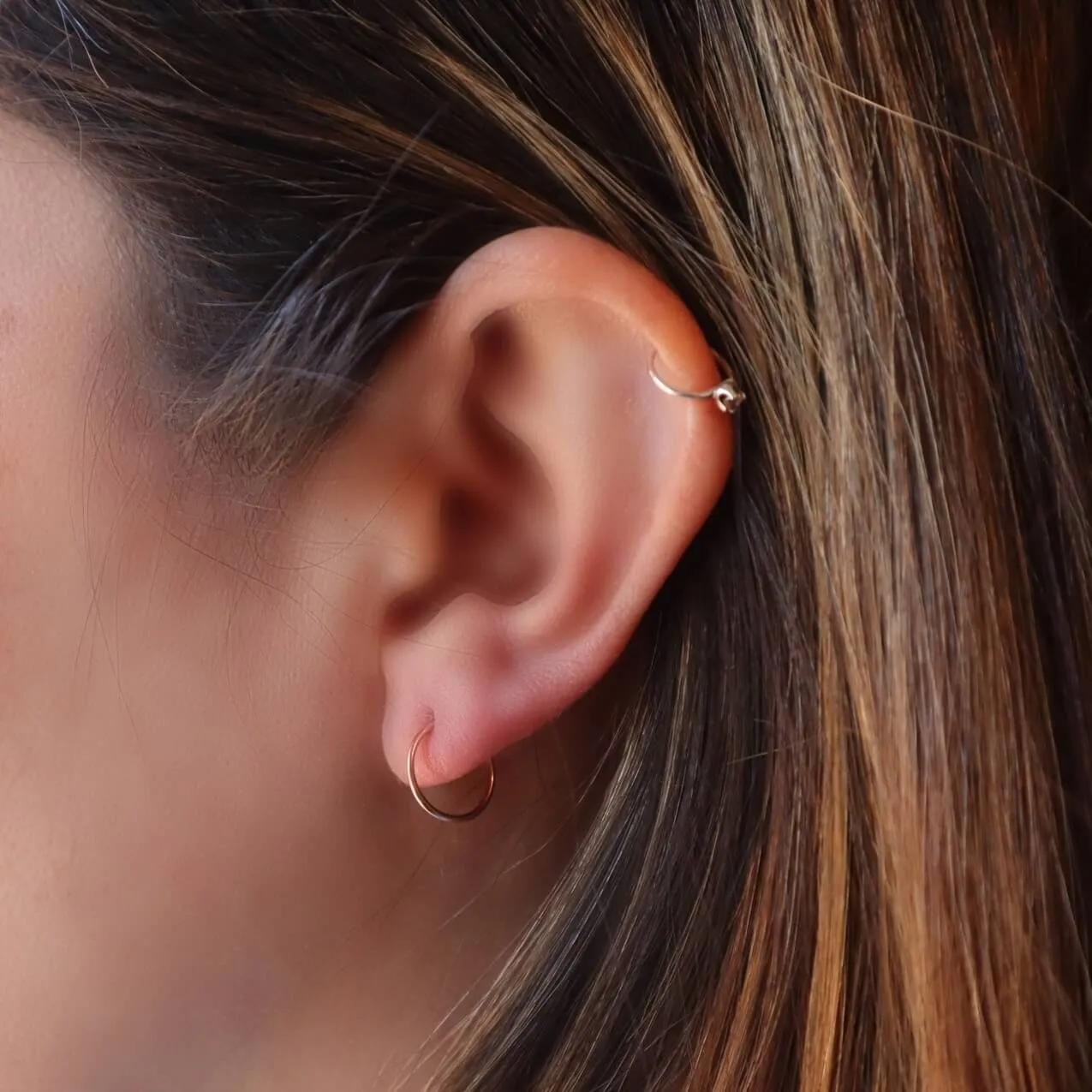 Cartilage Hoop Earring Tangled - Choose Your Diameter, Gauge, Metal