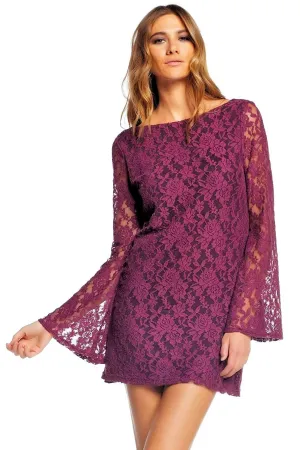 Elan Boho Cotton Lace Short Mini Dress with Scoop Back