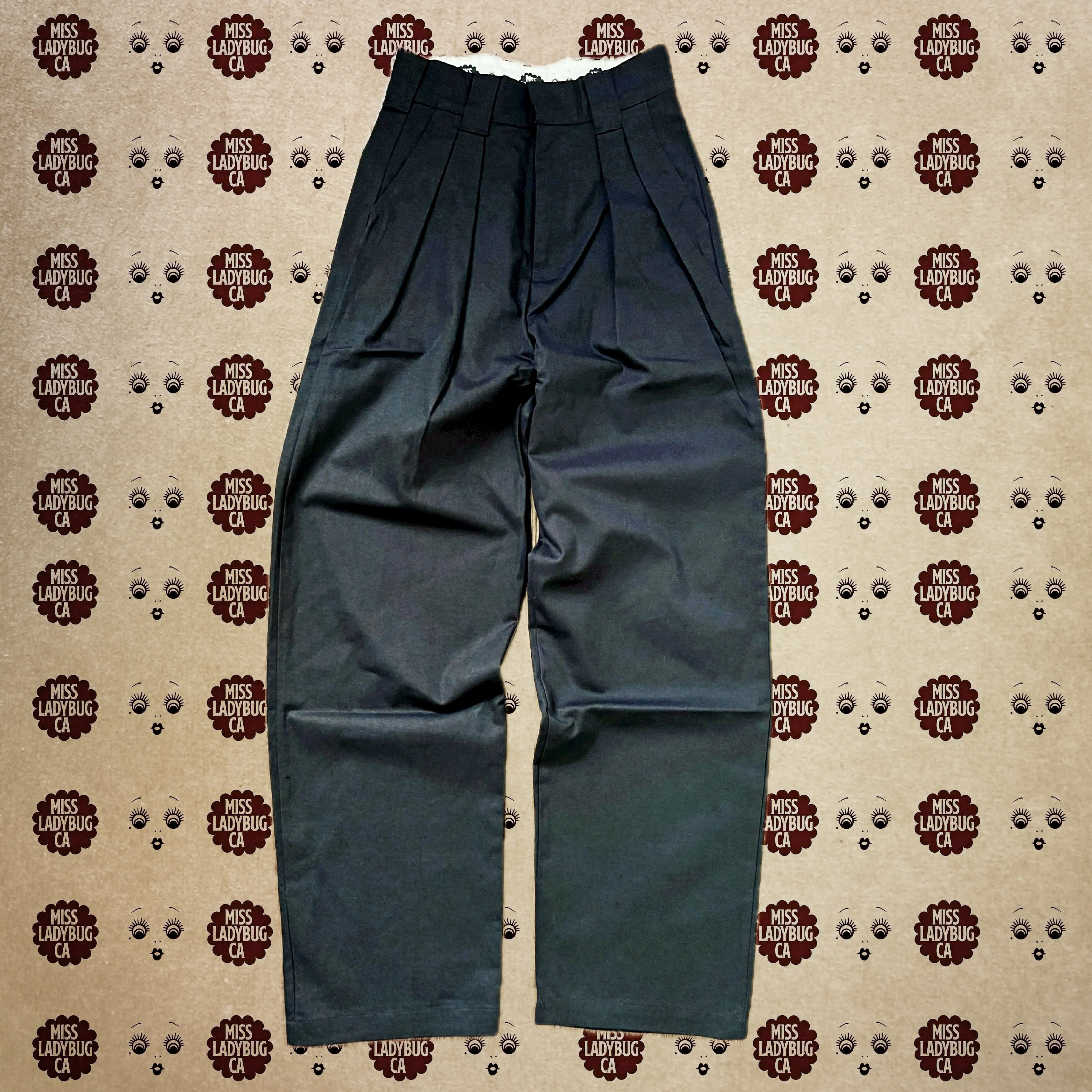 HIGH WAISTED TUCK WORK PANTS *BLACK